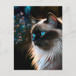 Birman Cat in Blumenöle Postkarte