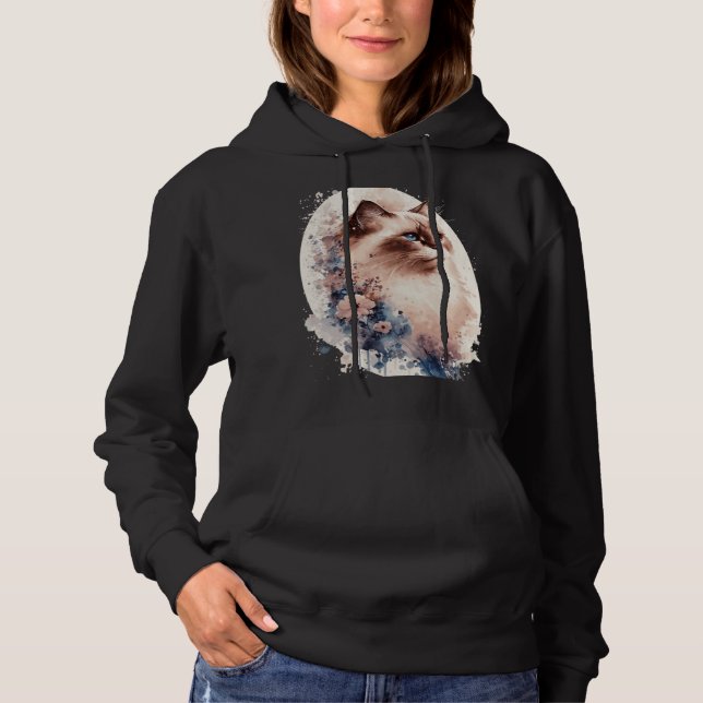 Birman Cat Japanese Cherry Blossom Floral Cat Bree Hoodie (Vorderseite)