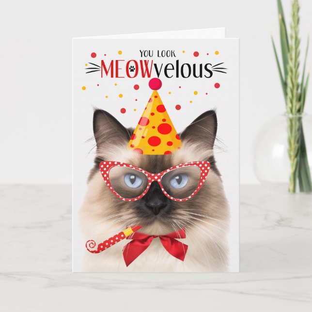 Birman Cat MEOWvelous Birthday Karte (Vorderseite)