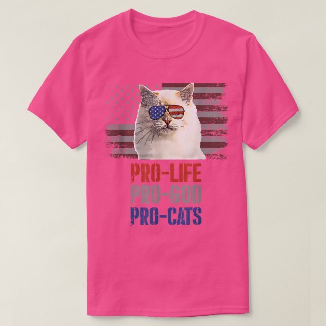 Birman Cat Pro Life Pro God Pro Cats American Flag T-Shirt (Design vorne)