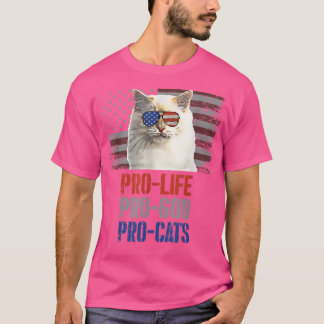 Birman Cat Pro Life Pro God Pro Cats American Flag T-Shirt