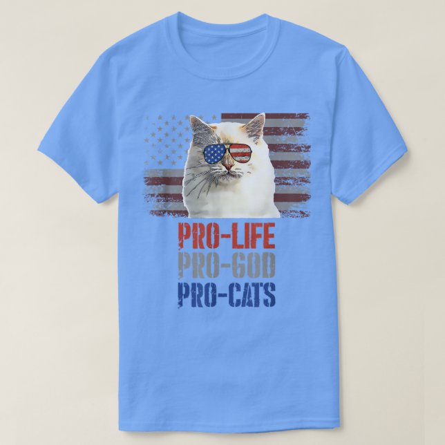 Birman Cat Pro Life Pro God Pro Cats American Flag T-Shirt (Design vorne)