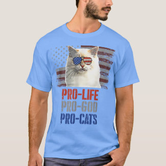 Birman Cat Pro Life Pro God Pro Cats American Flag T-Shirt