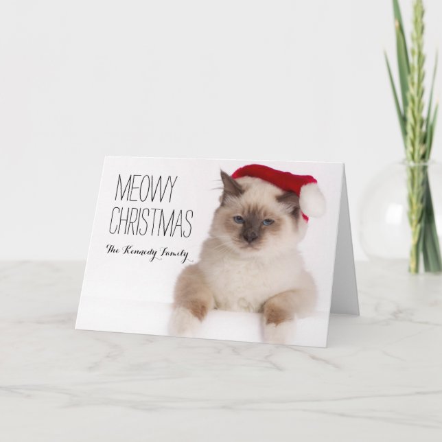 Birman Cat Santa Feiertagskarte (Vorderseite)