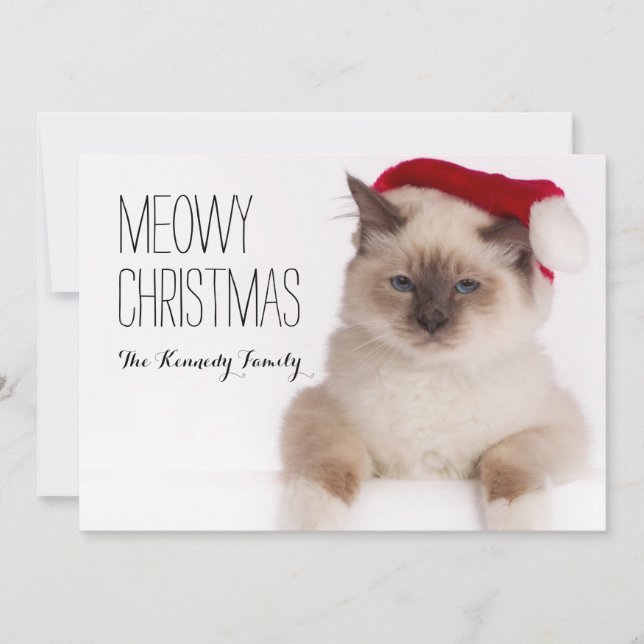 Birman Cat Santa Feiertagskarte (Vorderseite)