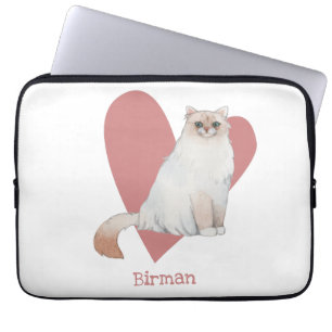 Birman Cat Watercolor Kitty Pink Herz Laptopschutzhülle