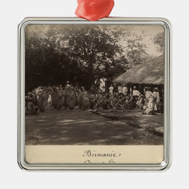 Birmanische feiernde Tänzer, Birma Silbernes Ornament (Vorne)