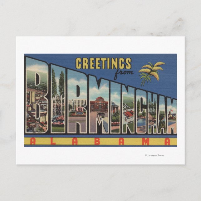 Birmingham, Alabama - Große Buchstabenszenen Postkarte (Vorderseite)