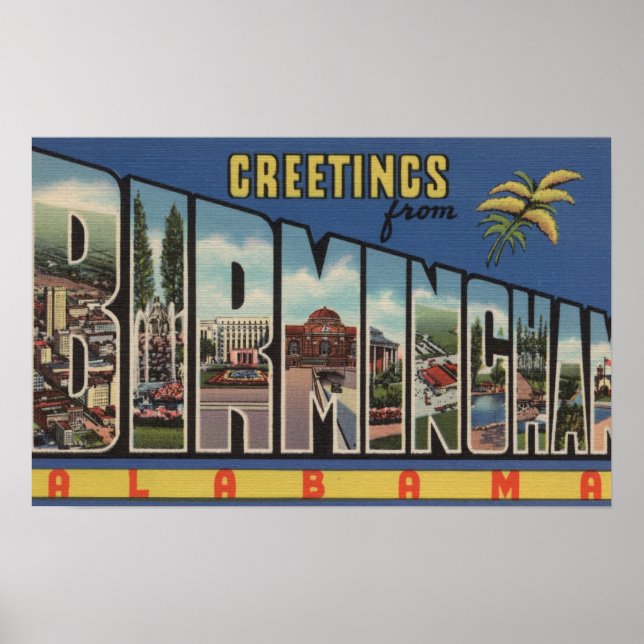 Birmingham, Alabama - Large Letter Scenes Poster (Vorne)