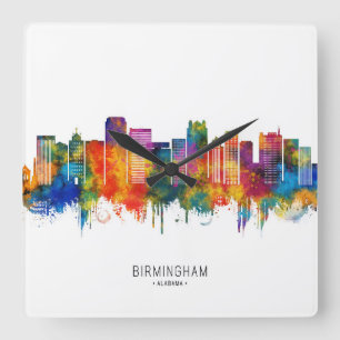 Birmingham Alabama Skyline Quadratische Wanduhr