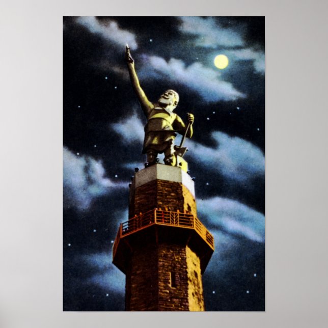 Birmingham Alabama Vulkan in der Nacht Poster (Vorne)