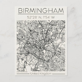 Birmingham City Map Postcard Charcoal Urban Sketch Postkarte