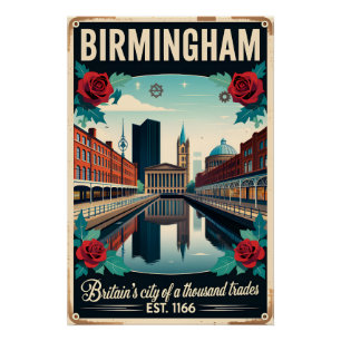 Birmingham England Retro-Reiseposter-Kunst Poster