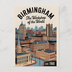 Birmingham England Retro-Silhouette Reise Postkarte