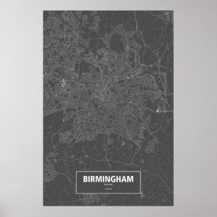 Birmingham, England (schwarz weiß) Poster