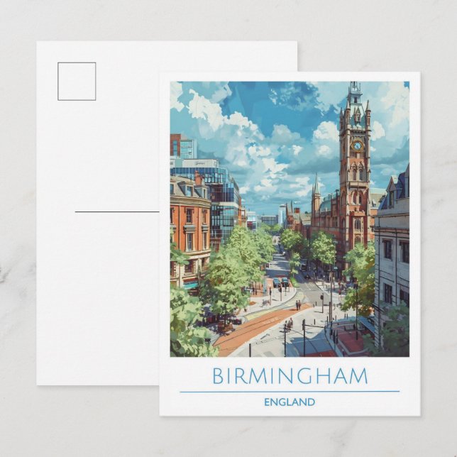 Birmingham England Travel Postkarte (Vorne/Hinten)