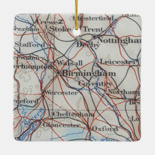 Birmingham - England Vintage Karte Keramikornament