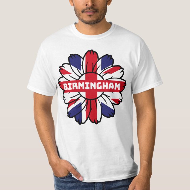 Birmingham Union Jack Sunflower British Pride T-Shirt (Vorderseite)