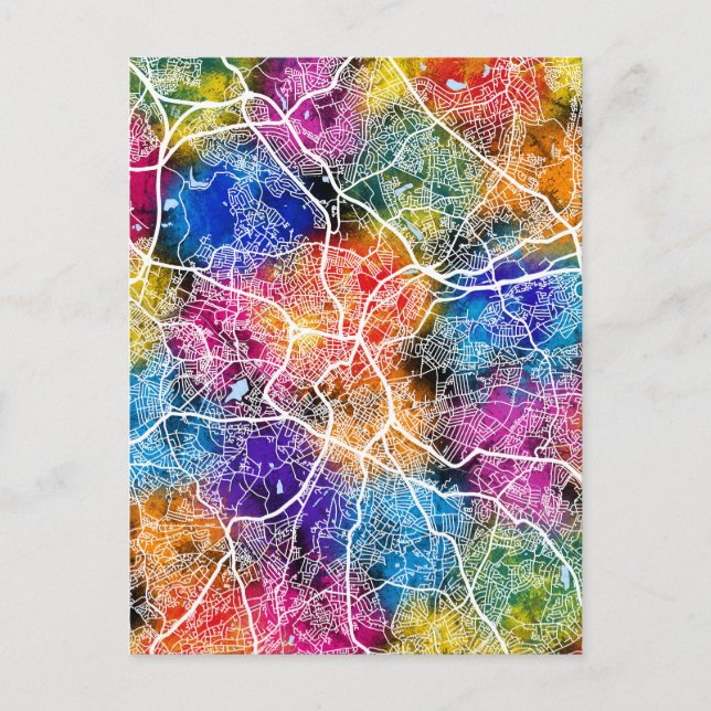 Birmingham United City Map Postkarte (Vorderseite)