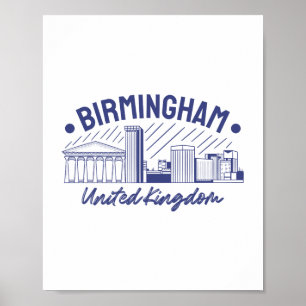 Birmingham Vereinigtes Königreich Skyline Grafik Poster