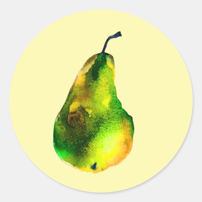 Birne, Aquarellfrucht Runder Aufkleber (Vorderseite)