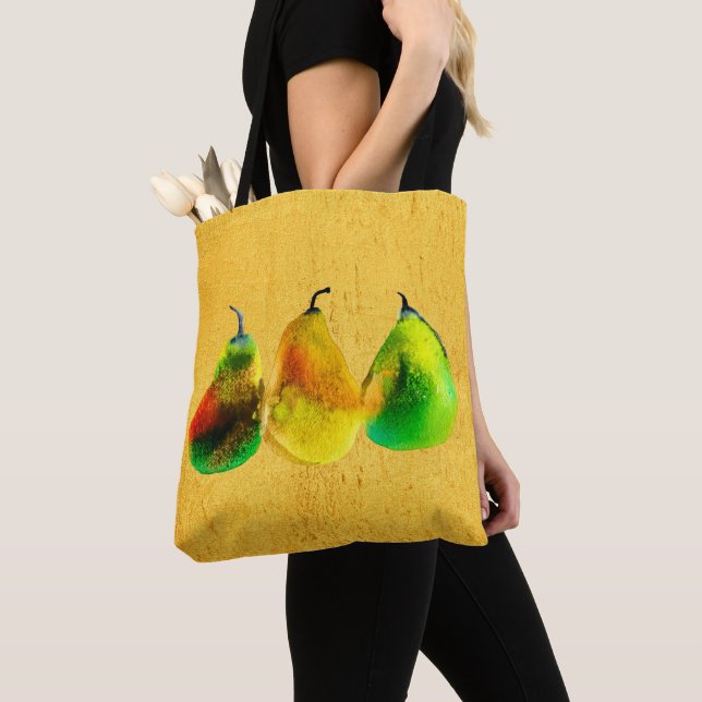 Birne Aquarellfrucht Totbeutel Tasche (Von Nahem)