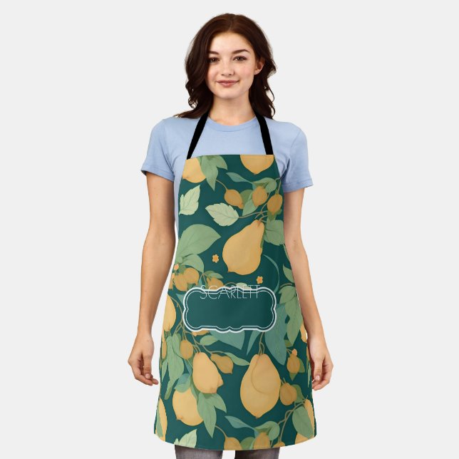 Birne floral Personalisiertes Muster Schürze (Getragen)
