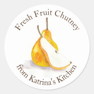 Birne Fresh Frucht Chutney hausgemachte Küche Gesc Runder Aufkleber