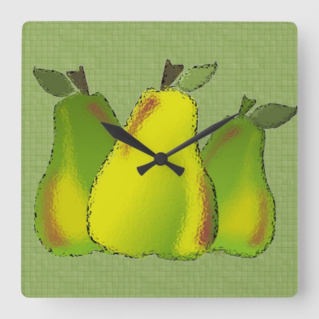 Birne (Glas/Kachel) Wand-Uhr Quadratische Wanduhr (Vorderseite)