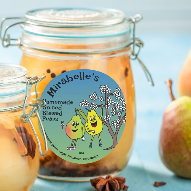 Birne Pals Funny Cartoon Sauce Butter Pie und mehr Runder Aufkleber (Von Creator hochgeladen)