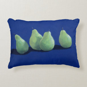 Birnen auf einem blauen Stoff Dekokissen