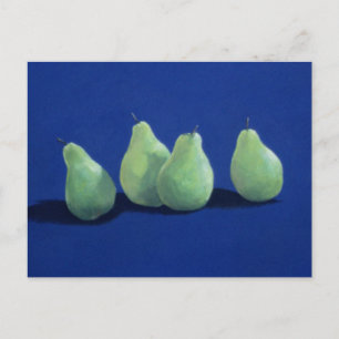 Birnen auf einem blauen Tuch Postkarte