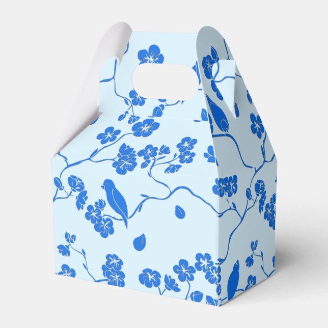 Birnen auf Kirschblüten Blau auf blau Geschenkschachtel (Vorderseite)