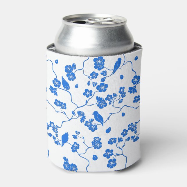 Birnen auf Kirschblüten Blauer Druck Dosenkühler (Kanne Vorderseite)