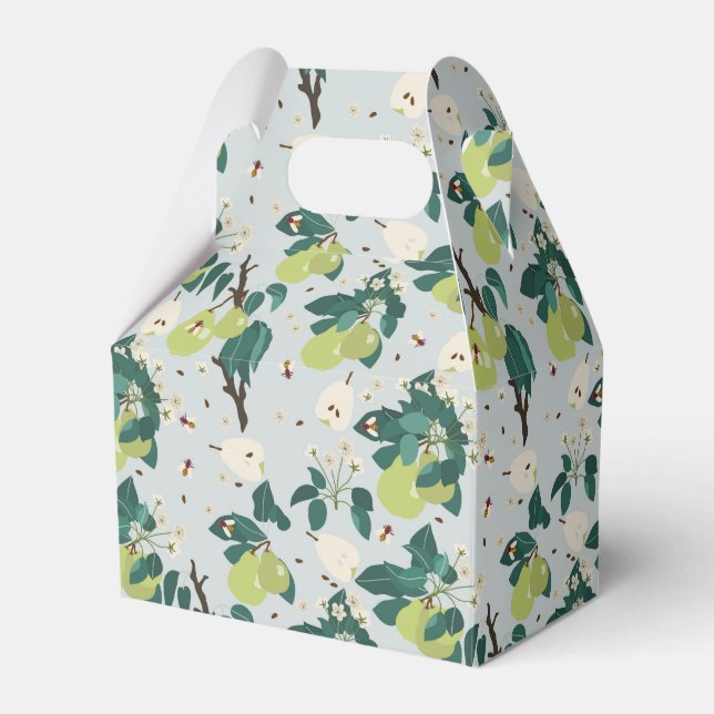 Birnen & Bienen in einem botanischen Blumengarten  Geschenkschachtel (Vorderseite)