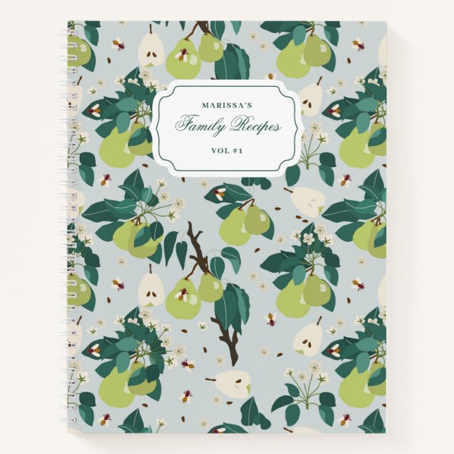 Birnen & Bienen in einem botanischen Blumengarten  Notizbuch (Vorderseite)