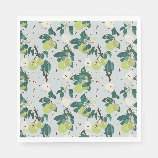 Birnen & Bienen in einem botanischen Blumengarten  Serviette (Vorderseite)