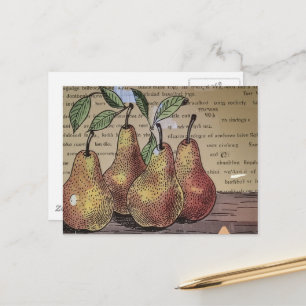Birnen Mixed Media Collage Postkarte