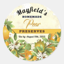 Birnen Obstkonserven | Jam Jar Label Runder Aufkleber