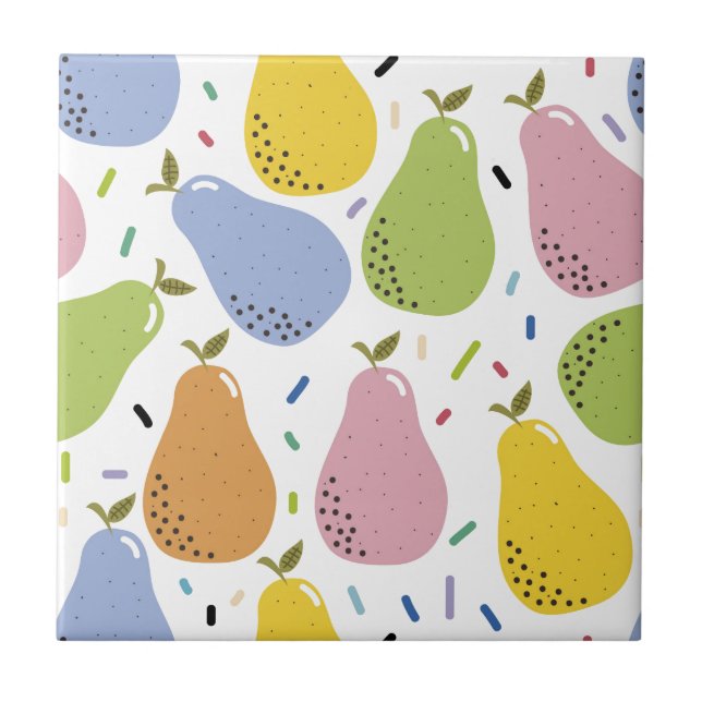 Birnen Pattern Birne zeichnend farbige Früchte nie Fliese (Vorderseite)