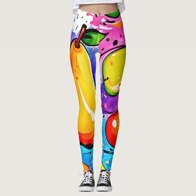 Birnen Pop Art Leggings (Vorderseite)