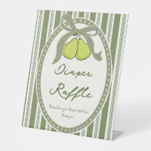 Birnen-Sage-Grün Retro-Baby-Shower-Windel-Raffle