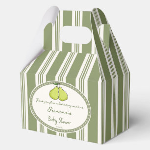 Birnen-Sage-Grün Retro-Streifen Baby Shower indivi Geschenkschachtel