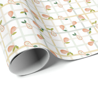 Birnen Sommer Picknick Karo Gingham neutral Geschenkpapier