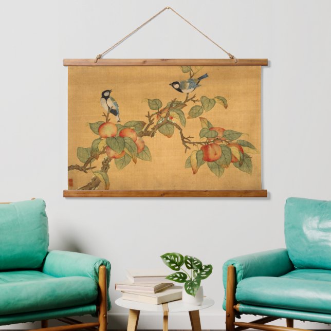 Birnen und Obst aus dem Orient Wandteppich Mit Holzrahmen (Wohnzimmer)