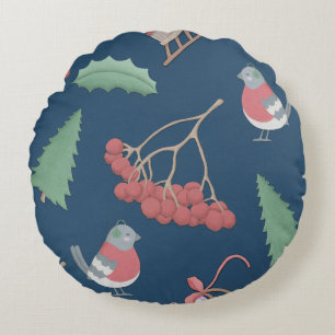 Birnen und Sleds Blue Rundes Kissen