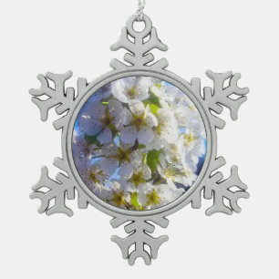 Birnenblüten Schneeflocken Zinn-Ornament