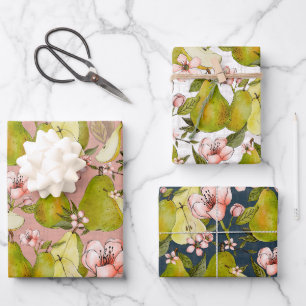 Birnenblüten - Set von 3 Jahren Geschenkpapier Set