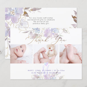 Birth Announcement Dusche Danke U Lila Sweet Pea Einladung