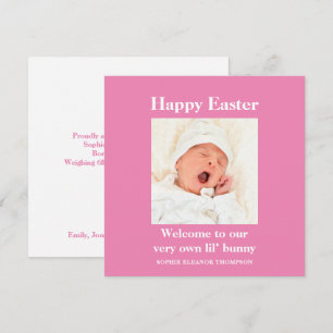 Birth Announcement Happy Oaster Foto Girl Pink Feiertagskarte